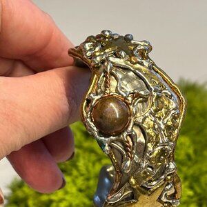 Mixed Metal Brutalist Modernism Cuff/Bracelet